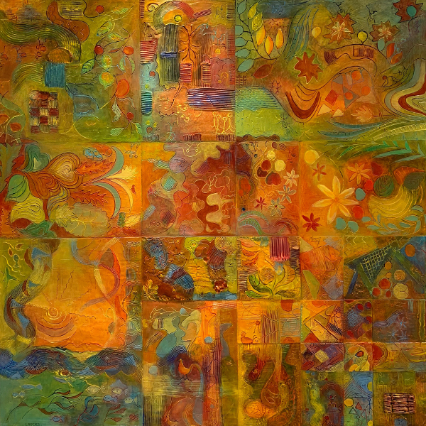 A Life in the Day, acrylic painting by Mary Laucks