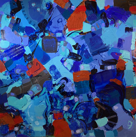 Salt Spring Island artist Mary Laucks paints Pelagic in acrylic paint