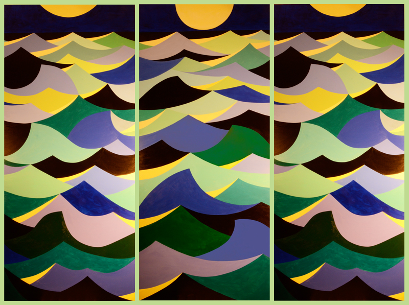 Moonbridge acrylic paint and media on wood panel by Mary Laucks