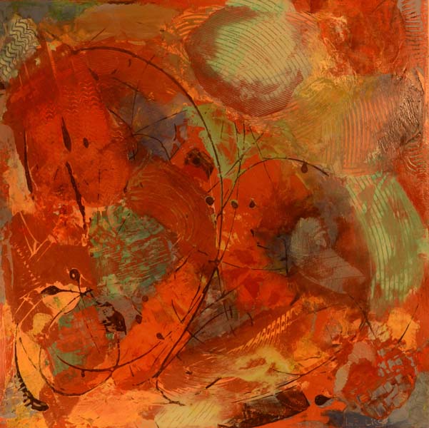 abstract painting by M Laucks TRIBUTE TO HIGGS 24x24